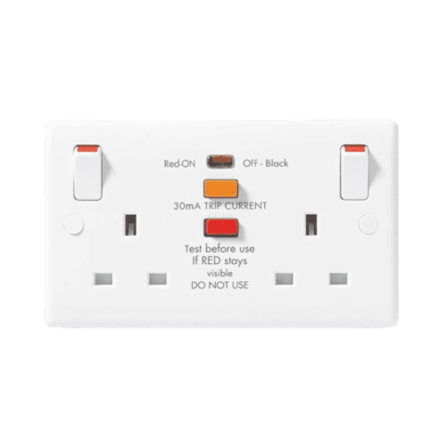 RCD Socket 13A 2G DP Switched 3" X 6" 822RCD BG
